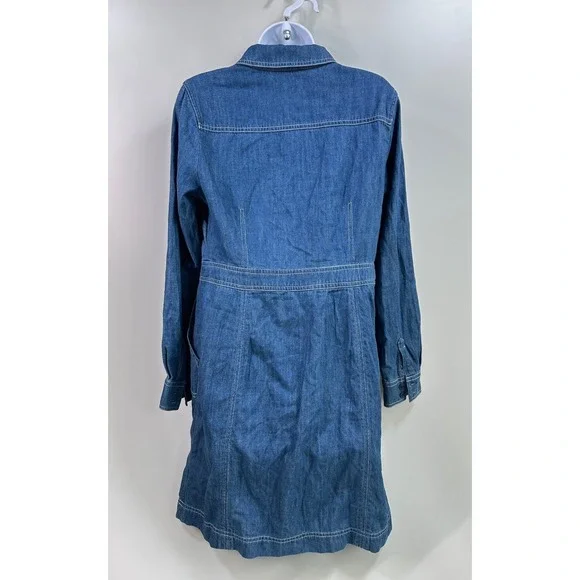Boden Denim Shirt Dress Blue Cotton Long Sleeve Minimalist Preppy Size 8R Casual - Picture 12 of 14